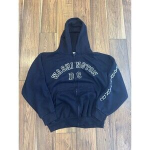 Vintage 90s Washington DC Hoodie Sweatshirt Adult XL Black Embroidered USA Made